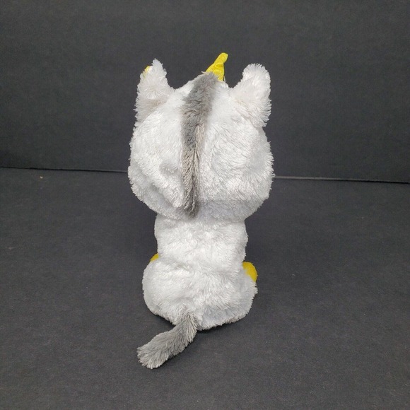 TY TYSilk Pegasus 7" Plush Stuff Animal Unicorn Big Glitter Eyes White Gold - Picture 3 of 6